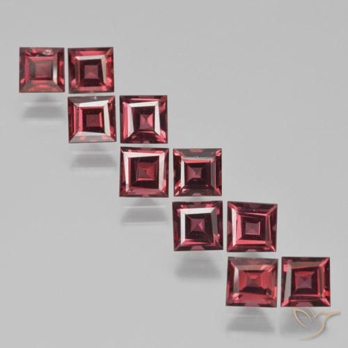 Gemme di Granato Piropo Rosso scuro naturale da 4.57 ct, Quadrato, VS