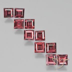 Gemme di Granato Piropo Rosso tendente al rosa naturale da 4.40 ct, Quadrato, VS