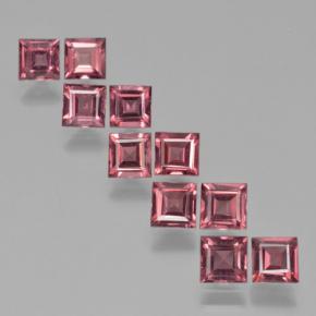 Gemme di Granato Piropo Tonalità rosso lampone naturale da 3.96 ct, Quadrato, VS