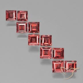 Gemme di Granato Piropo Rosso scarlatto chiaro naturale da 4.27 ct, Quadrato, VS