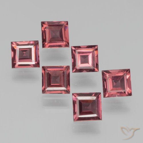 2.41ctw Naturale Rosso tendente al rosa Granato Piropo, Quadrato, VS