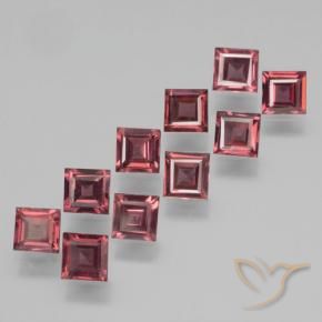 Gemme di Granato Piropo Rosso medio-scuro naturale da 3.35 ct, Quadrato, VS