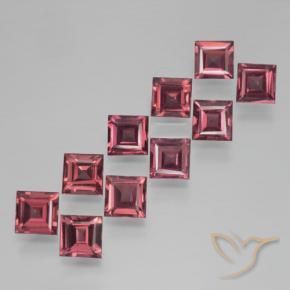 Gemme di Granato Piropo Rosso medio-scuro naturale da 4.42 ct, Quadrato, VS