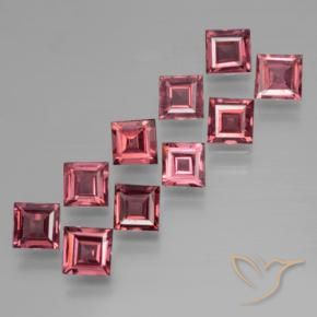 Gemme di Granato Piropo Rosso medio-scuro naturale da 3.88 ct, Quadrato, VS