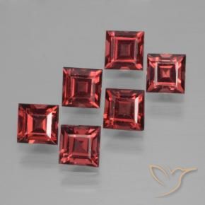 Gemme di Granato Piropo Rosso scarlatto profondo naturale da 2.80 ct, Quadrato, VS