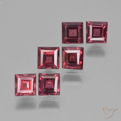 Gemme di Granato Piropo Rosso lampone naturale da 2.28 ct, Quadrato, VS