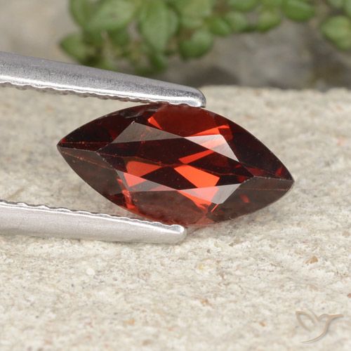 1.25ct Naturale Rosso Scuro Medio Granato Piropo, Taglio marquise, VVS-VS