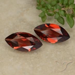 Gemme di Granato Piropo Rosso scuro naturale da 2.18 ct, Taglio marquise, VVS-VS