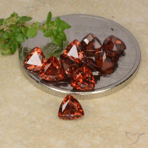 Gemme di Granato Piropo Rosso scarlatto naturale da 2.89 ct, Taglio trillion, VS