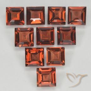 Gemme di Granato Piropo Rosso medio naturale da 3.84 ct, Quadrato, VVS-VS