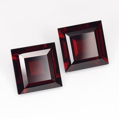 Gemme di Granato Piropo Rosso scuro naturale da 5.63 ct, Quadrato, VVS-VS