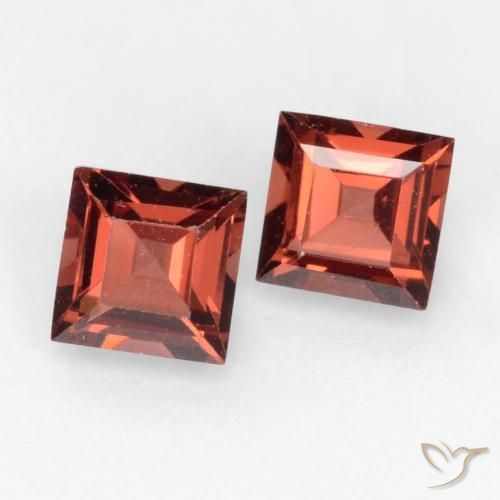 Gemme di Granato Piropo Rosso mattone intenso naturale da 0.89 ct, Quadrato, VVS-VS