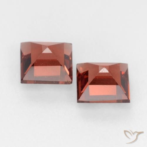 Gemme di Granato Piropo Rosso mattone intenso naturale da 0.89 ct, Quadrato, VVS-VS