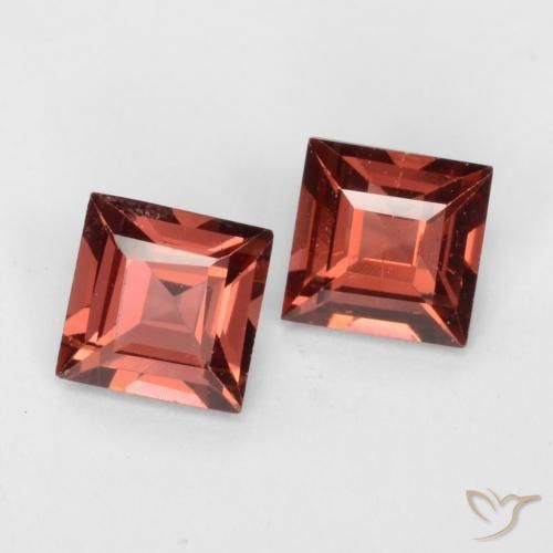 Gemme di Granato Piropo Rosso mattone intenso naturale da 0.81 ct, Quadrato, VVS-VS