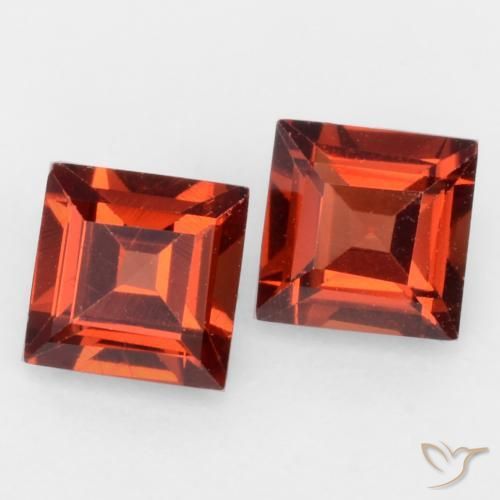 Gemme di Granato Piropo Rosso brillante naturale da 0.85 ct, Quadrato, VVS-VS