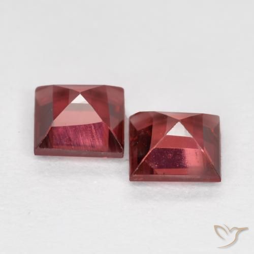 Gemme di Granato Piropo Rosso tendente al rosa naturale da 0.99 ct, Quadrato, VS