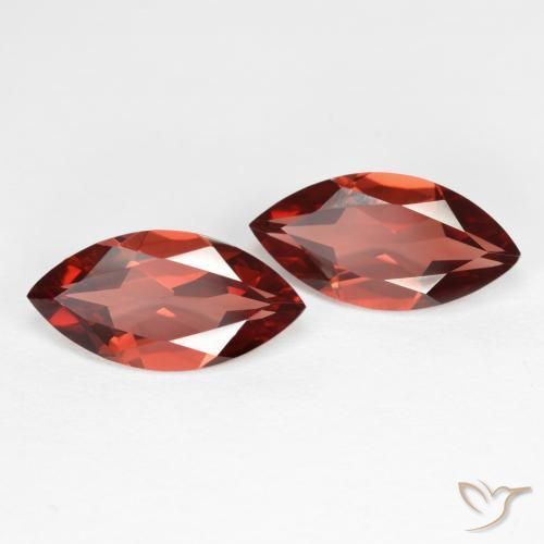 Gemme di Granato Piropo Rosso mattone intenso naturale da 3.76 ct, Taglio marquise, VS