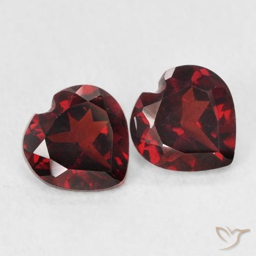 Gemme di Granato Piropo Rosso scuro naturale da 1.15 ct, Cuore, VS