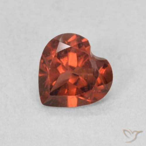 0.56ct Naturale Rosso arancione Granato Piropo, Cuore, VS