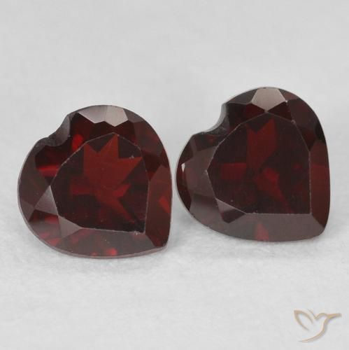 Gemme di Granato Piropo Rosso scuro naturale da 1.10 ct, Cuore, VVS-VS