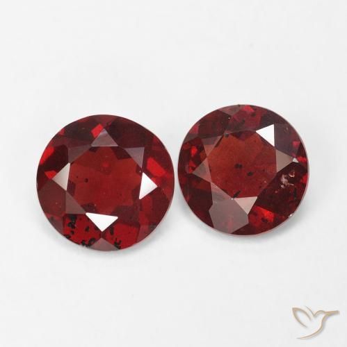 Gemme di Granato Piropo Sangria rossa naturale da 1.32 ct, Rotondo, VS-SI