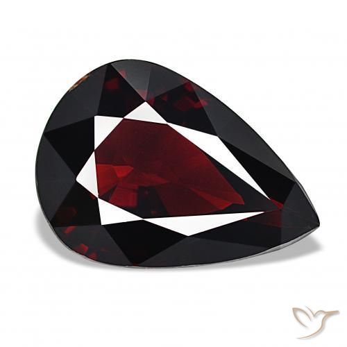 Granato Piropo Rosso nerastro naturale da 13.92 ct, Forma a pera, VS