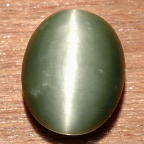 Quartz cat's eye naturale verde da 8,58 ct, taglio ovale, opaco