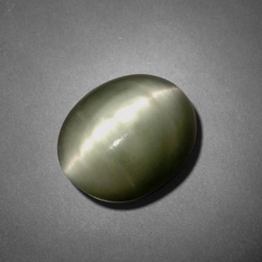 Quartz cat's eye naturale verde da 7,45 ct, taglio ovale, opaco