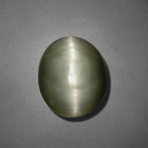 Quartz cat's eye naturale verde da 7,45 ct, taglio ovale, opaco
