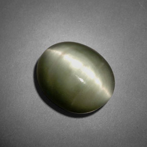Quartz cat's eye naturale verde da 7,45 ct, taglio ovale, opaco
