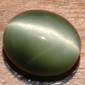Quartz cat's eye naturale verde da 7,32 ct, taglio ovale, opaco