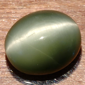 Quartz cat's eye naturale verde da 7,32 ct, taglio ovale, opaco