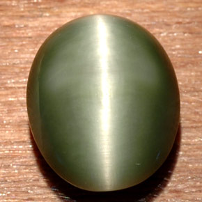 Quarzo occhio di gatto naturale verde da 7,54 ct, taglio ovale, opaco