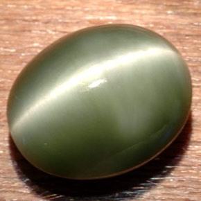 Quarzo occhio di gatto naturale verde da 7,54 ct, taglio ovale, opaco
