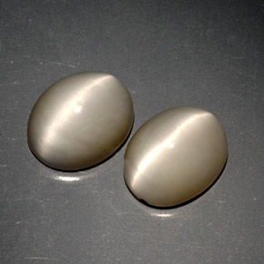 Quartz cat's eye naturale grigio da  ct, taglio ovale, opaco