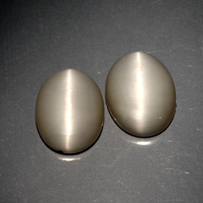 Quartz cat's eye naturale grigio da  ct, taglio ovale, opaco