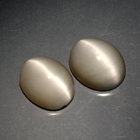 Quartz cat's eye naturale grigio da  ct, taglio ovale, opaco