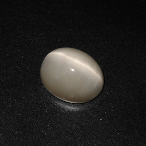 Quartz cat's eye naturale grigio da 3,19 ct, taglio ovale, opaco