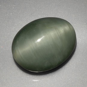 Quartz cat's eye naturale verde da 3,91 ct, taglio ovale, opaco
