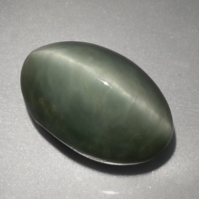 Quartz cat's eye naturale verde da 6,45 ct, taglio ovale, opaco