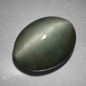 Quarzo Occhio di Gatto Verde naturale da 6.17 ct, Taglio ovale, Opaco