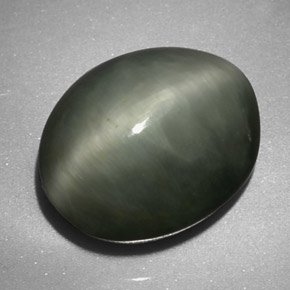 Quarzo Occhio di Gatto Verde naturale da 7.38 ct, Taglio ovale, Opaco