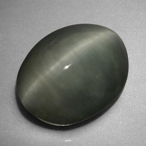 Quartz cat's eye naturale verde da 6,16 ct, taglio ovale, opaco