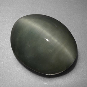 Quartz cat's eye naturale verde da 6,16 ct, taglio ovale, opaco