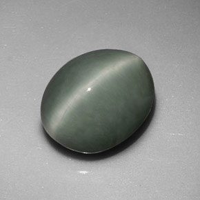 Quartz cat's eye naturale verde da 6,01 ct, taglio ovale, opaco