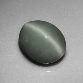 Quartz cat's eye naturale verde da 6,01 ct, taglio ovale, opaco