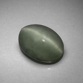 Quartz cat's eye naturale verde da 6,41 ct, taglio ovale, opaco