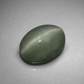 Quartz cat's eye naturale verde da 6,41 ct, taglio ovale, opaco