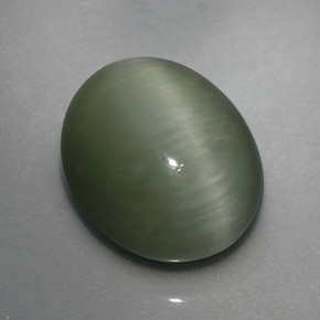 Quartz cat's eye naturale verde da 3,64 ct, taglio ovale, opaco