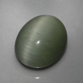 Quartz cat's eye naturale verde da 3,64 ct, taglio ovale, opaco